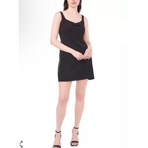 CeCe Women's Sweetheart-Neck Bow-Trim Sheath Mini Dress Sz 2 Black NWT